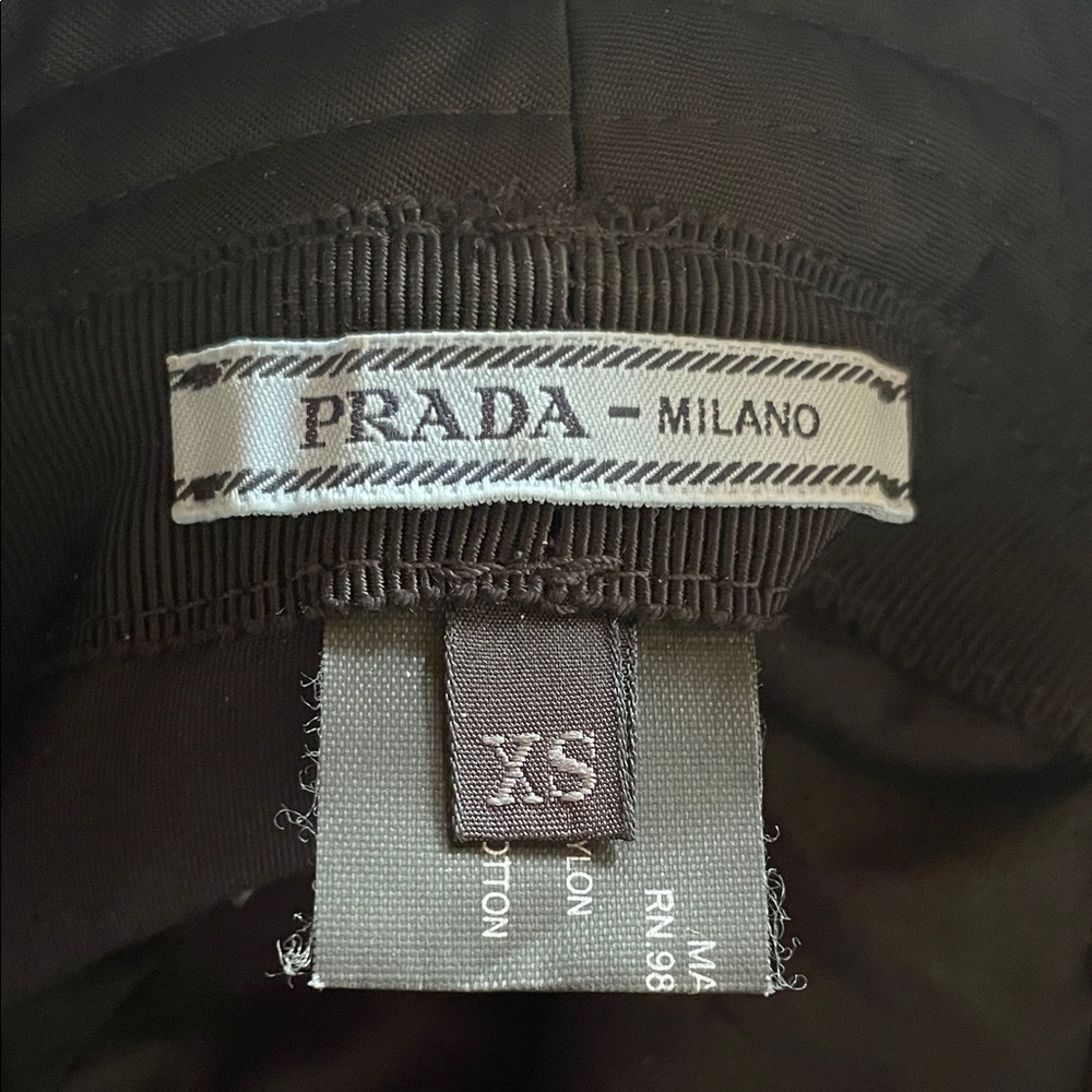 Prada Black Nylon Logo Bucket Hat with Triangle Plaque - Picture 3 of 4